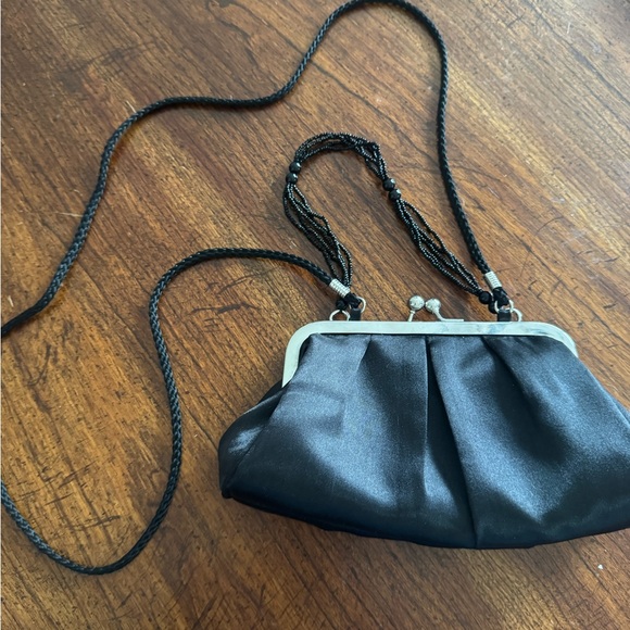 90s Black Evening Prom Dress High Neck Backless Strappy Beaded Size 4 Free Bag - Picture 12 of 12